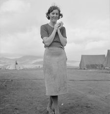 Young migrant mother has just finished washing, Merrill FSA camp, Klamath County, Oregon, 1939. Creator: Dorothea Lange