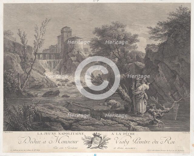 Young Neapolitan Woman Fishing, ca. 1770. Creator: Jean Jacques Le Veau.