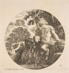 Young Satyr About to Bathe in a River, from Landscapes and seaports (Paysages et ports d..., 1656. Creator: Stefano della Bella