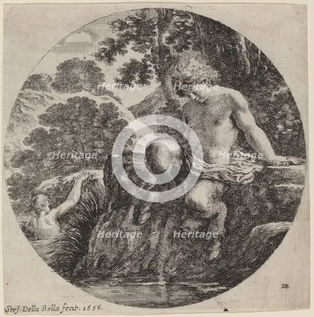 Young Satyr at the Bank of a Stream, 1656. Creator: Stefano della Bella.