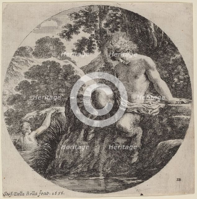 Young Satyr at the Bank of a Stream, 1656. Creator: Stefano della Bella.