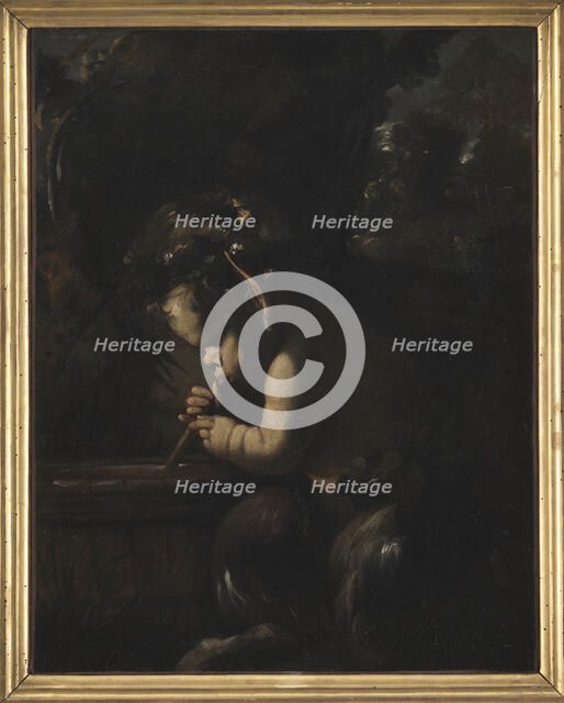 Young Satyr Drinking from a Wine Cask, c1646. Creator: Mola, Pier Francesco (1612-1666).