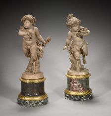 Young Satyress Running with an Owl's Nest and Young Satyr Running with an Owl…, 1770s. Creator: Clodion (French, 1738-1814)