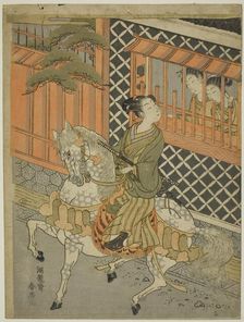 Young Samurai on Horseback, c. 1769/70. Creator: Isoda Koryusai