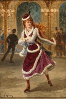 Young Parisian woman on the roller skating rink, after 1867. Creator: Morlon, Antony Paul Emile (1834-1918)