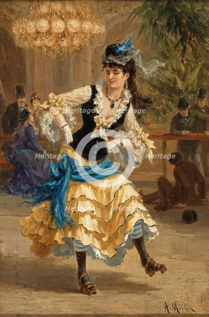 Young Parisian woman on the roller skating rink, after 1867. Creator: Morlon, Antony Paul Emile (1834-1918).