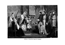 Young Peter the Great receives gifts from the merchants, 1875. Artist: Anonymous