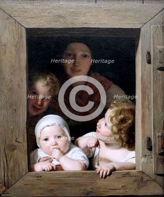 Young Peasant Woman with Three Children at the Window, 1840.