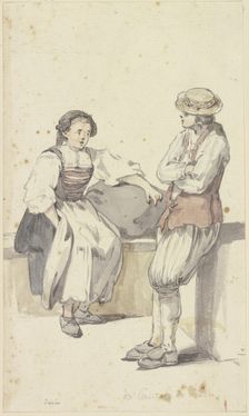 Young peasant couple in Zurich, the girl sitting, the farmer standing, c1771-1772. Creator: Georg Melchior Kraus