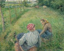 Young Peasant Girls Resting in the Fields near Pontoise, 1882. Creator: Camille Pissarro