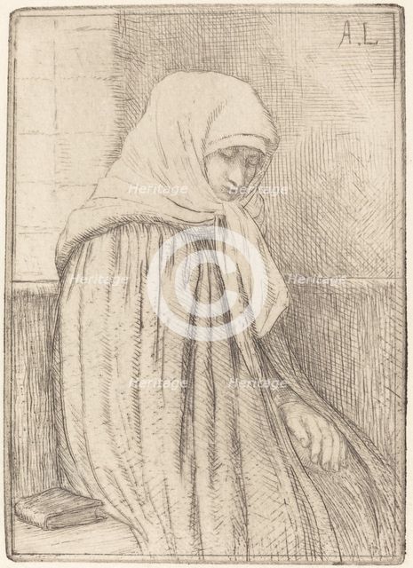 Young Peasant Seated in a Church (Jeune paysanne assise dans une eglise). Creator: Alphonse Legros.