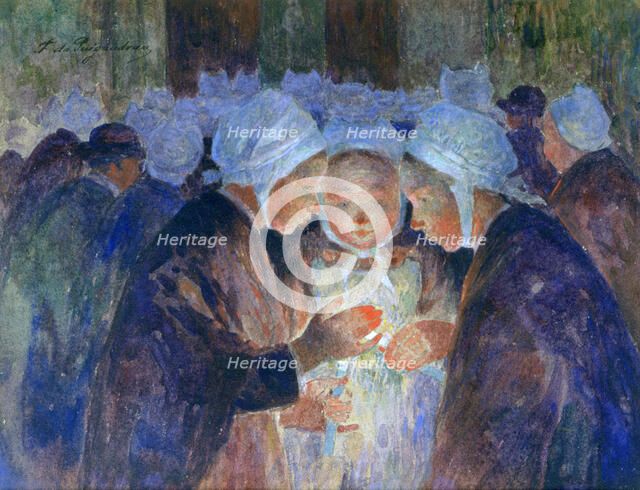 'Young People from Breton before a Procession', c1884-1930. Artist: Fernand Loyen du Puigaudeau