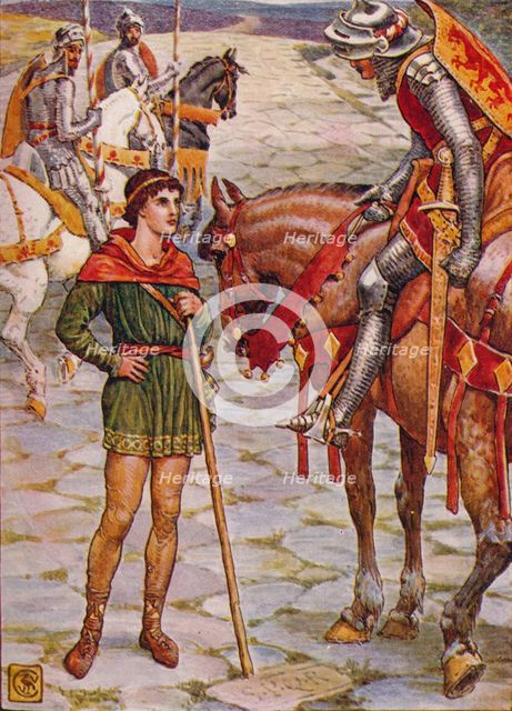 'Young Percival Questions Sir Owen', 1911.  Artist: Walter Crane.