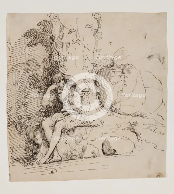 Young Person Seated by a Tree, 1777. Creator: John Hamilton Mortimer.