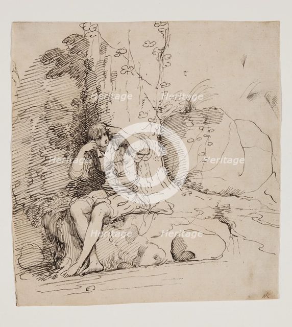 Young Person Seated by a Tree, 1777. Creator: John Hamilton Mortimer.