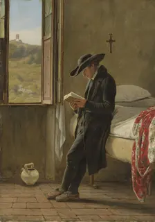 Young Priest reading, 1838. Creator: Martinus Rorbye