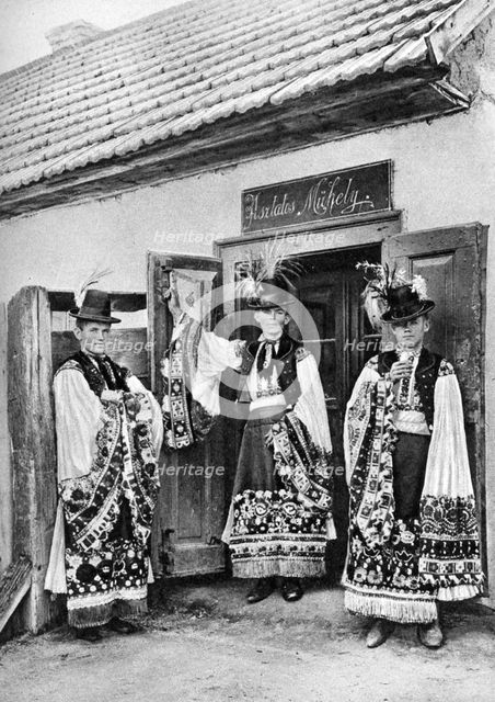 Young priests in costume in rural Hungary, 1926.Artist: AW Cutler