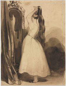 Young Woman Combing Her Hair, 1800s, before 1857. Creator: Achille Devéria (French, 1800-1857)