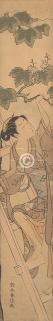 Young Woman Climbing a Ladder, ca. 1768., ca. 1768. Creator: Suzuki Harunobu.