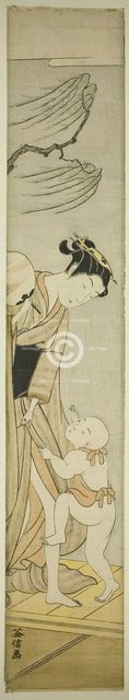Young Woman and Boy on Veranda, Japan, c. early 1770s. Creator: Masunobu.