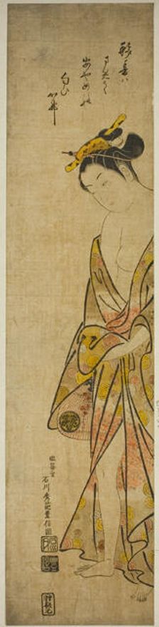 Young Woman after a Bath, c. 1745. Creator: Ishikawa Toyonobu