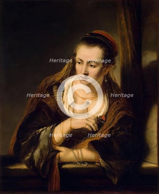 Young Woman at a Window, 1649. Creator: Ferdinand Bol.