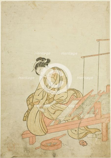 Young Woman at a Loom, 1765. Creator: Suzuki Harunobu.