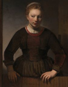 Young Woman at an Open Half-Door, 1645. Creators: Rembrandt Harmensz van Rijn, Workshop of Rembrandt