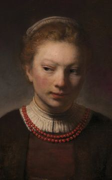 Young Woman at an Open Half-Door, 1645. Creators: Rembrandt Harmensz van Rijn, Workshop of Rembrandt