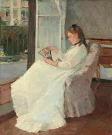 Young woman at her window (Portrait of Mrs. Pontillon), 1869. Creator: Berthe Morisot