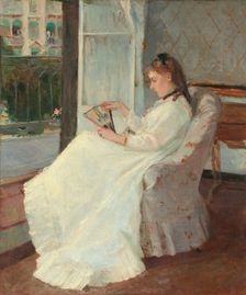 Young woman at her window (Portrait of Mrs. Pontillon), 1869. Creator: Berthe Morisot