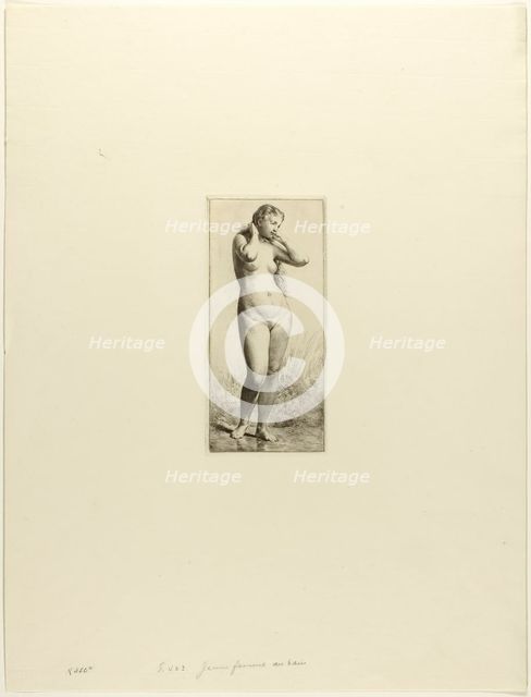 Young Woman Bathing, c. 1866. Creator: Charles Emile Jacque.