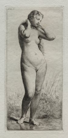 Young woman bathing. Creator: Charles-Émile Jacque (French, 1813-1894)