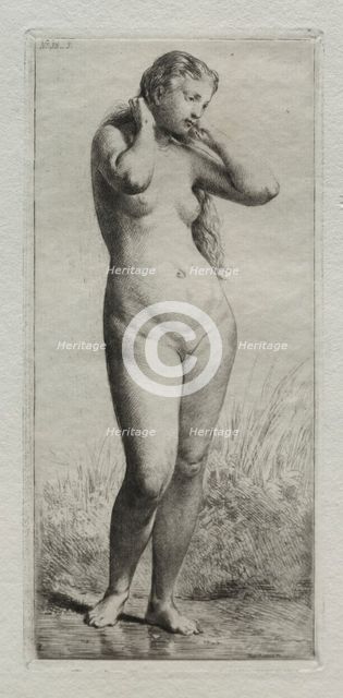 Young woman bathing. Creator: Charles-Émile Jacque (French, 1813-1894).