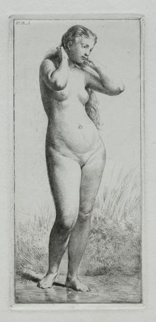 Young woman bathing. Creator: Charles-Émile Jacque (French, 1813-1894)