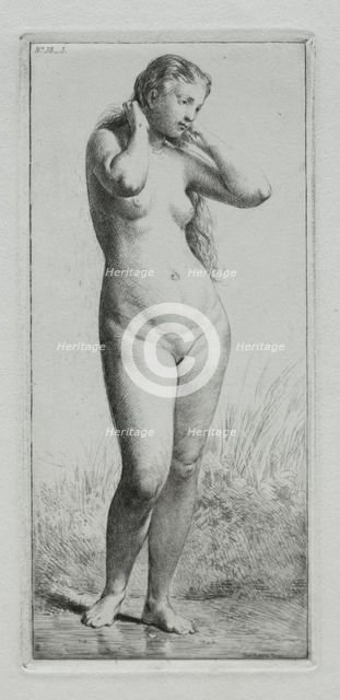 Young woman bathing. Creator: Charles-Émile Jacque (French, 1813-1894).