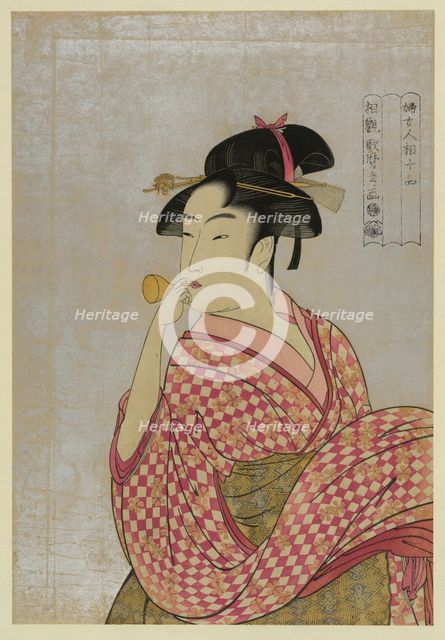 Young Woman Blowing a Glass Pipe (poppin), from the series Ten Types in the Physiognomic Study of Wo Artist: Utamaro, Kitagawa (1753-1806)