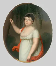 Young Woman by a Table. Anna Mária Szirmayová, née Horváth-Stancic, 1805-1807. Creator: Jozef Czauczik