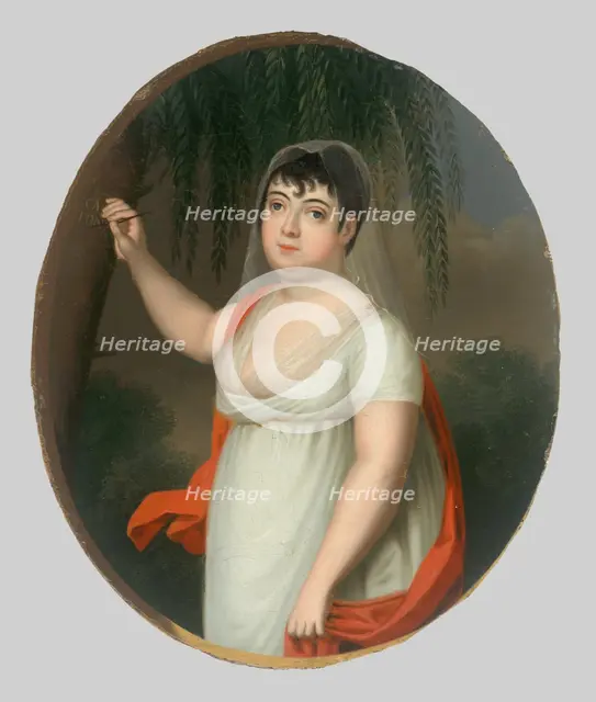 Young Woman by a Table. Anna Mária Szirmayová, née Horváth-Stancic, 1805-1807. Creator: Jozef Czauczik.