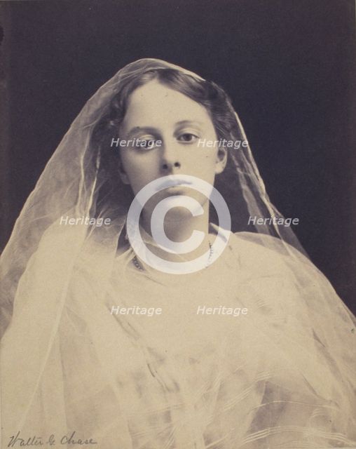 Young woman draped in diaphanous material...half-length portrait, between 1890 and 1900. Creator: Walter G. Chase.