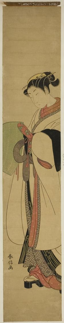 Young Woman Dressed as a Mendicant Monk, c. 1770. Creator: Suzuki Harunobu