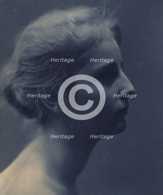 Young woman, facing right, head-and-shoulders profile portrait, c1900. Creator: Unknown.