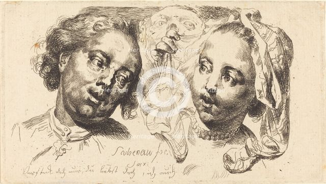 Young Woman Flirting with a Man, 1765. Creator: Johann Eleazar Schenau.