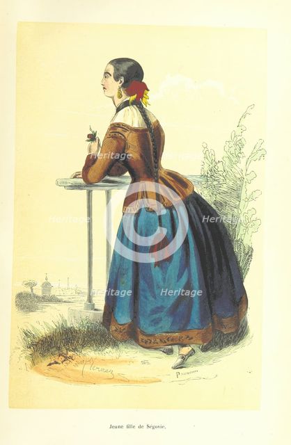 Young woman from Segovia, 1848. Creators: Clerman, Adolphe François Pannemaker.