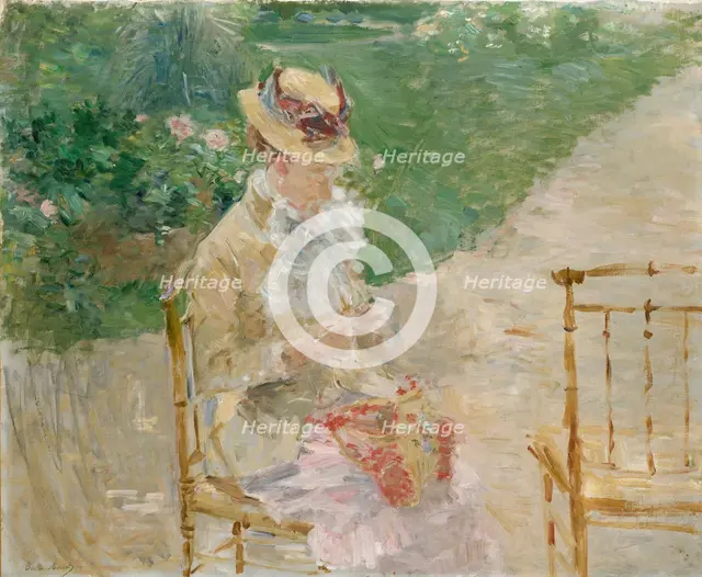Young Woman Knitting, ca. 1883. Creator: Berthe Morisot.