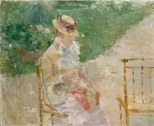 Young Woman Knitting, ca. 1883. Creator: Berthe Morisot
