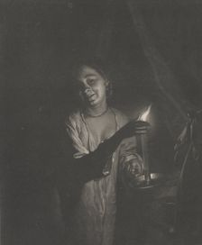 Young Woman Holding a Candle in a Bedchamber, 1690-1715., 1690-1715. Creator: Nicolaas Verkolje