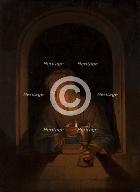 Young Woman Holding a Lamp. Creator: Gerrit Dou.