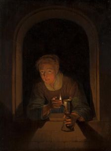 Young Woman Holding a Lamp. Creator: Gerrit Dou