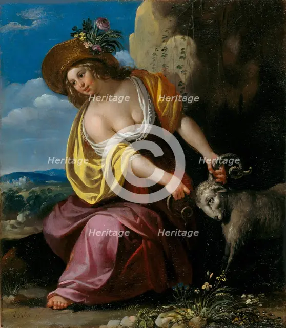 Young woman holding a ram, First Half of 17th cen. Creator: Bijlert (Bylert), Jan, van (1598-1671).